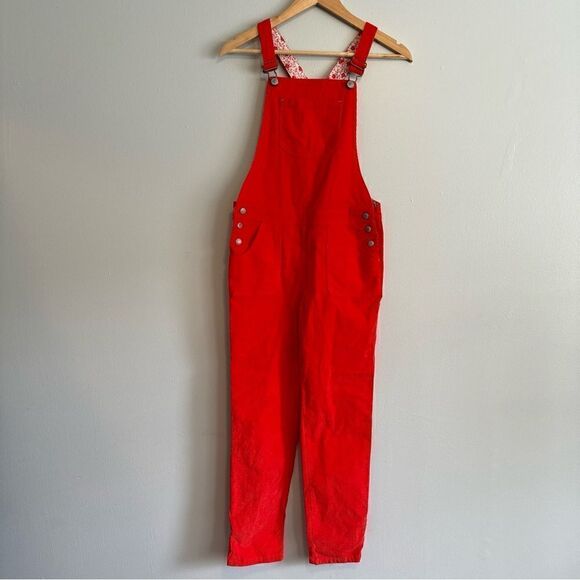 Mini Boden Corduroy Orange Floral Overalls Size 11-12Y - Picture 1 of 9